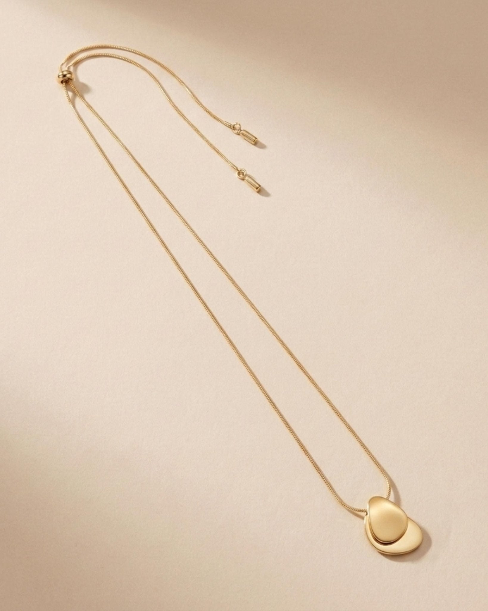 INES Waterproof 18K Gold Plated Necklace - Adjustable Chain & Brushed/Polished Stainless Steel - DANSK Copenhagen