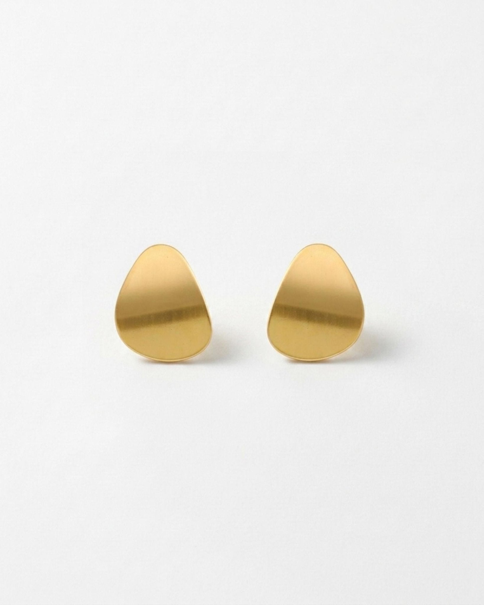 INES Waterproof 18K Gold Plated Post Earrings - Brushed Stainless Steel - DANSK Copenhagen
