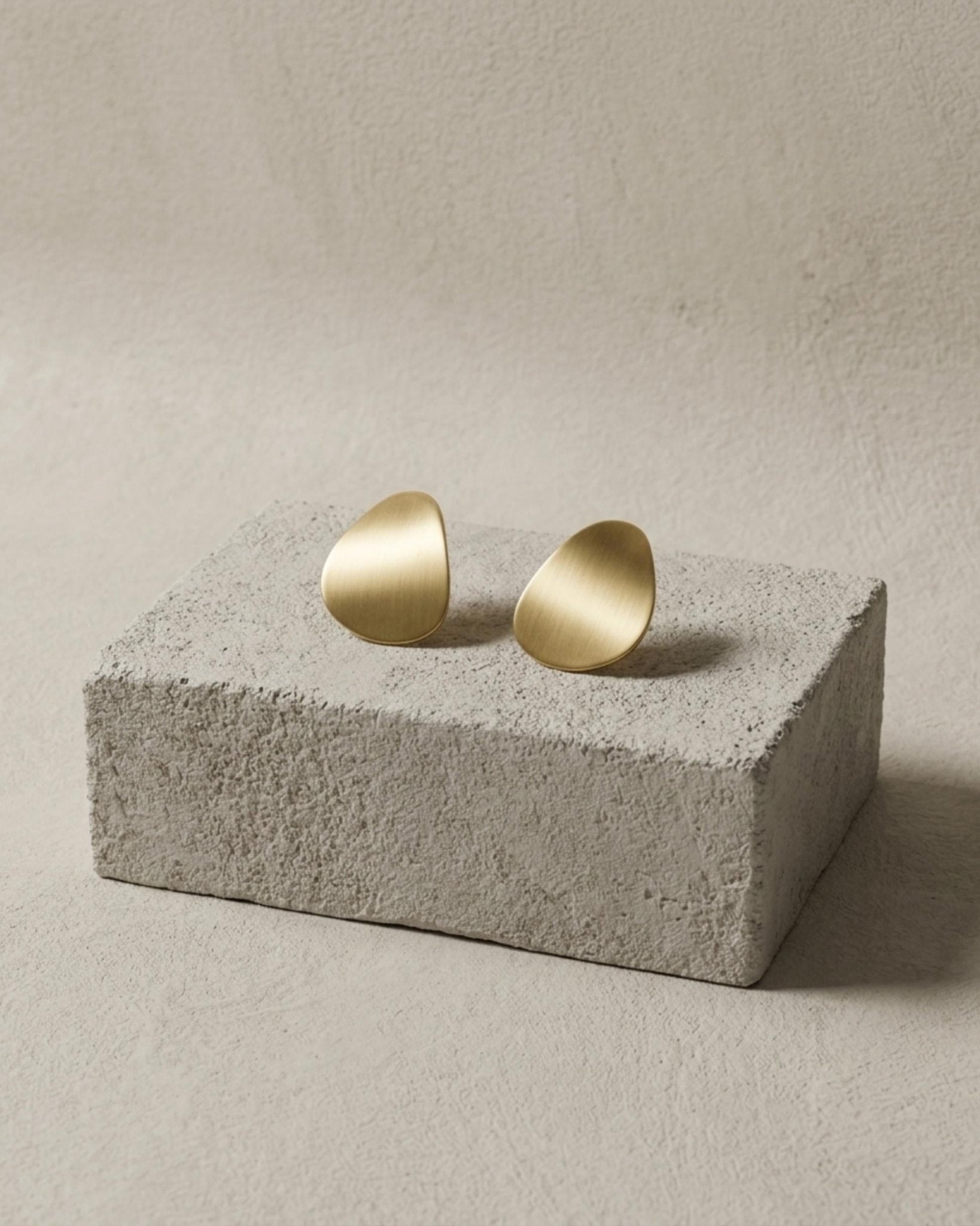 INES Waterproof 18K Gold Plated Post Earrings - Brushed Stainless Steel - DANSK Copenhagen