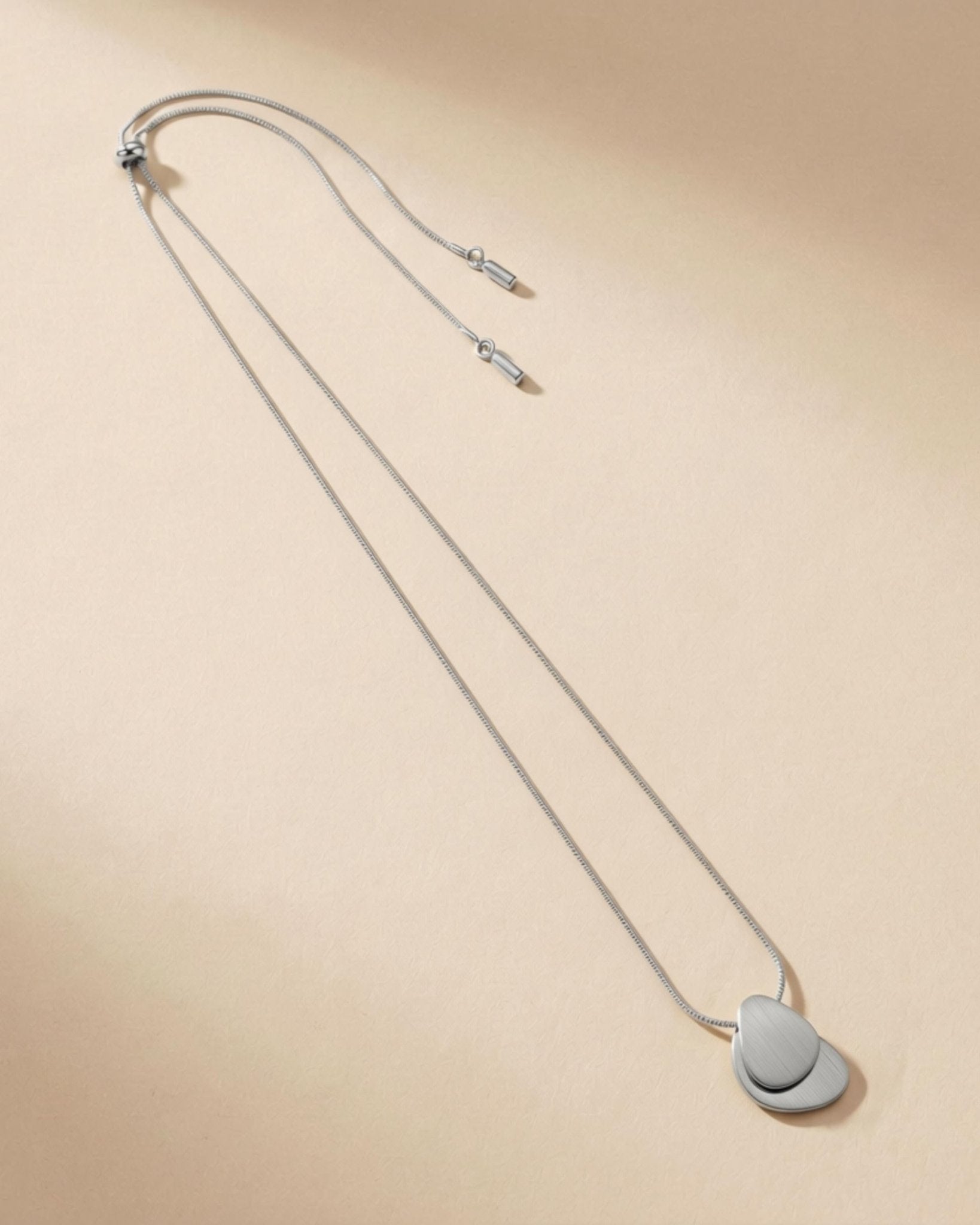 INES Waterproof Silver Stainless Steel Necklace - Adjustable Chain & Brushed/Polished Finish - DANSK Copenhagen