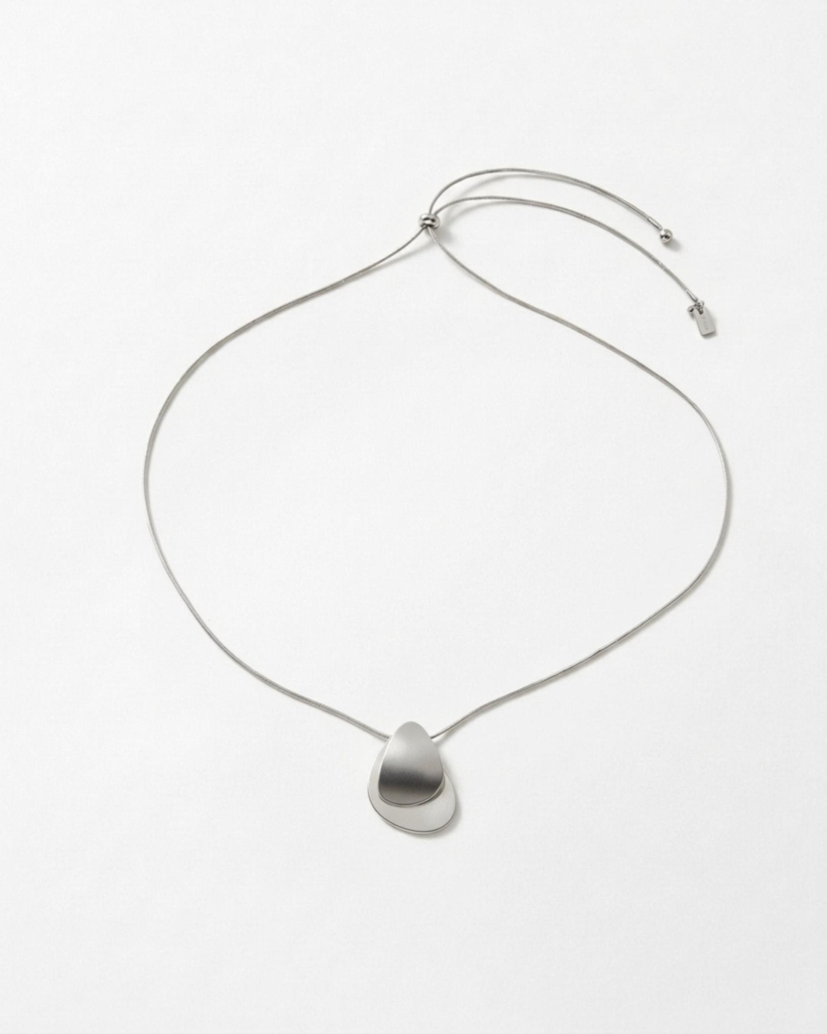 INES Waterproof Silver Stainless Steel Necklace - Adjustable Chain & Brushed/Polished Finish - DANSK Copenhagen