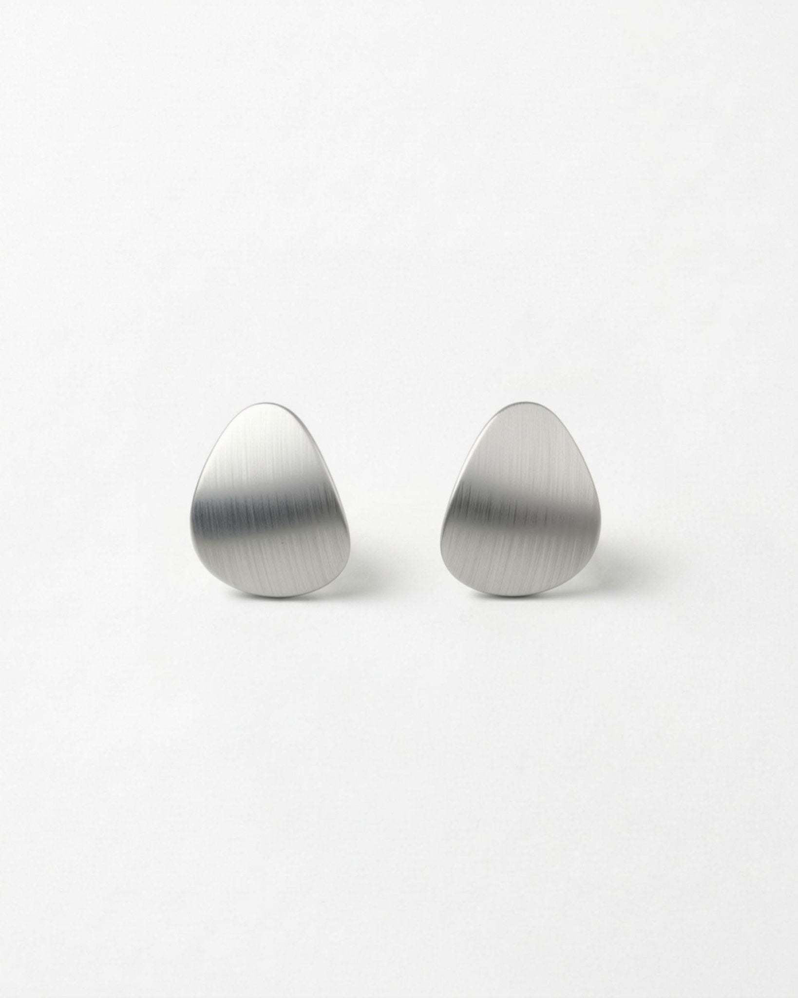 INES Waterproof Silver Stainless Steel Post Earrings - Brushed Finish - DANSK Copenhagen