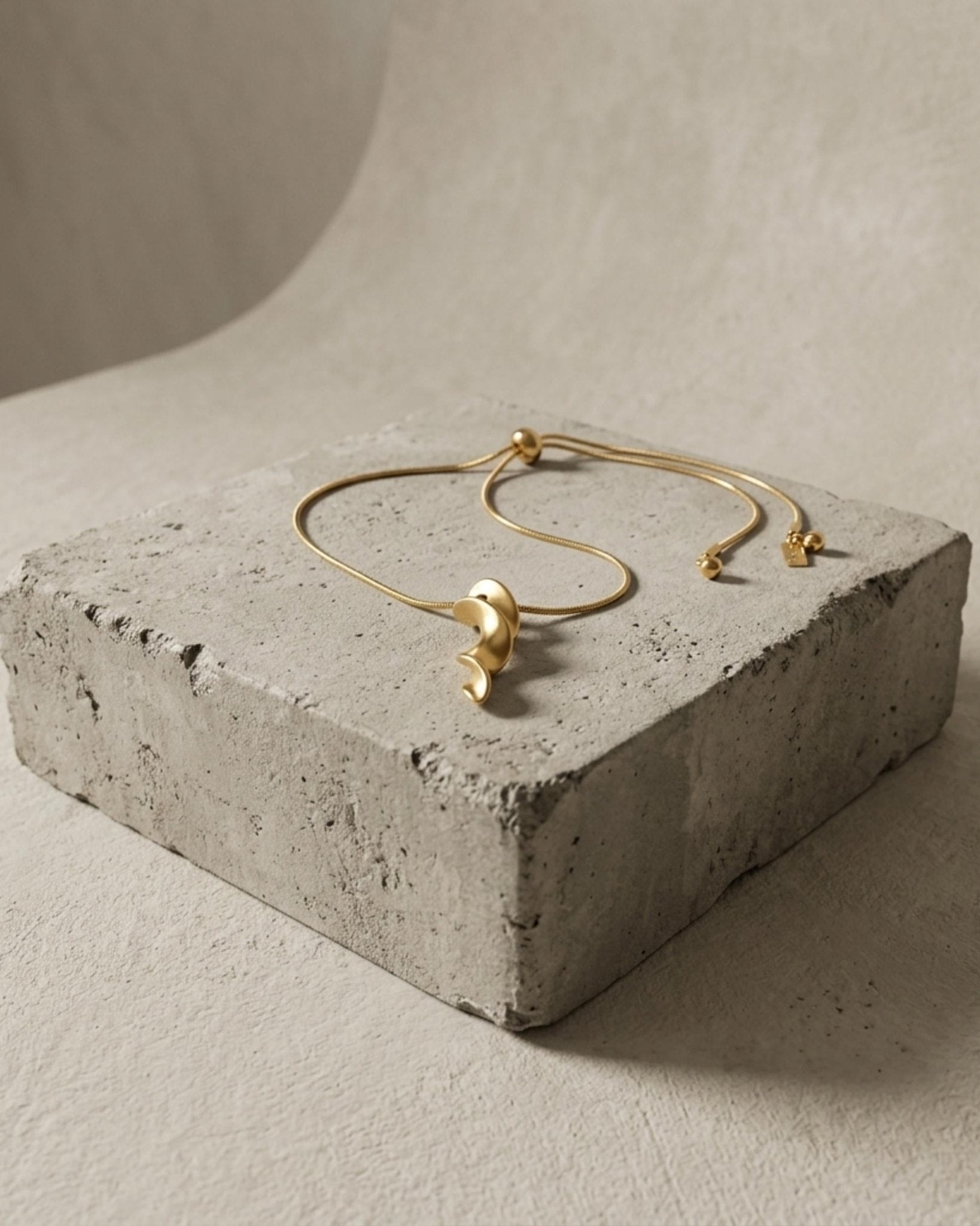 INGRID Waterproof 18K Gold Plated Long Necklace - Adjustable Chain & Brushed Stainless Steel - DANSK Copenhagen
