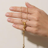 INGRID Waterproof 18K Gold Plated Long Necklace - Adjustable Chain & Brushed Stainless Steel - DANSK Copenhagen