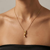 INGRID Waterproof 18K Gold Plated Long Necklace - Adjustable Chain & Brushed Stainless Steel - DANSK Copenhagen