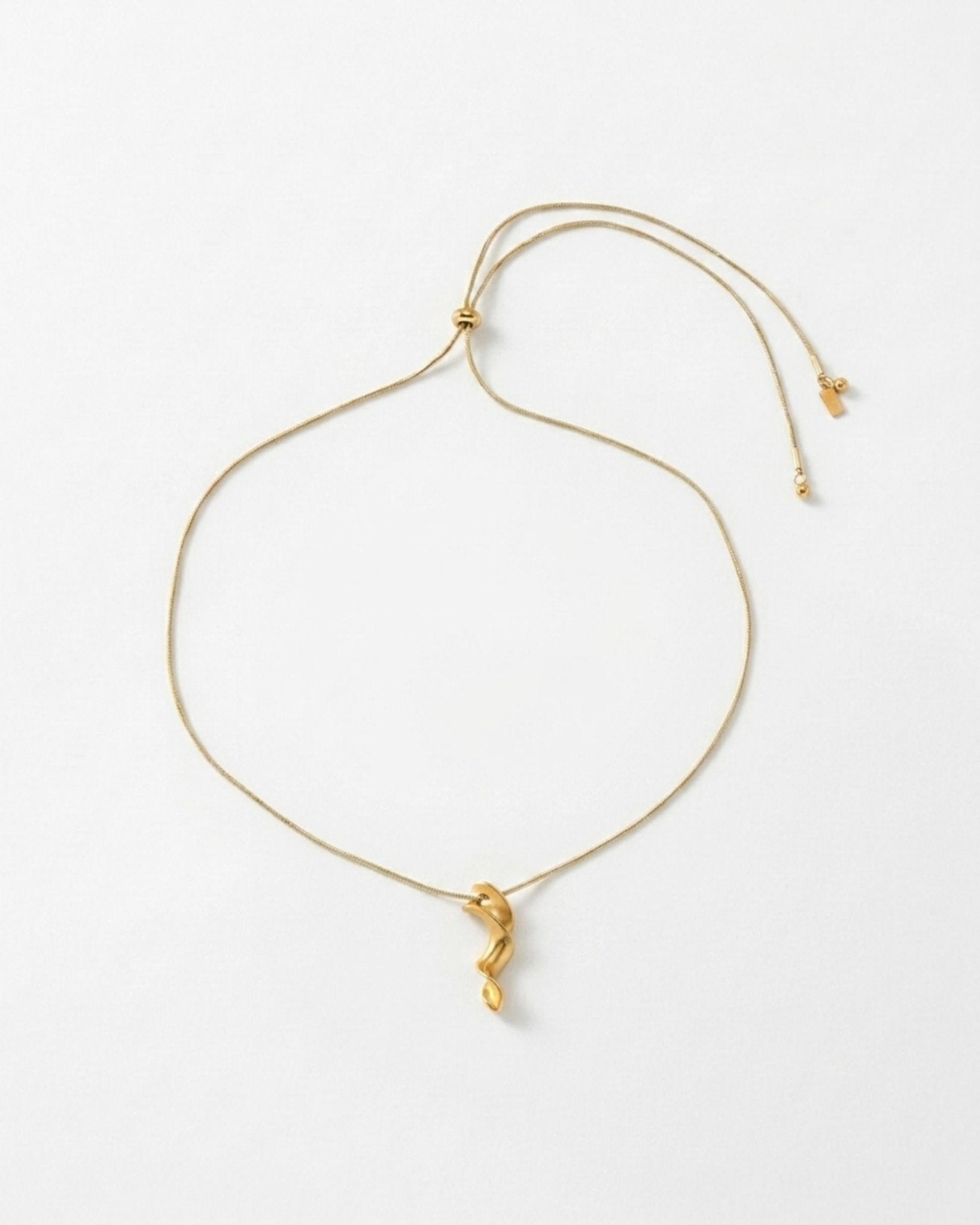 INGRID Waterproof 18K Gold Plated Long Necklace - Adjustable Chain & Brushed Stainless Steel - DANSK Copenhagen