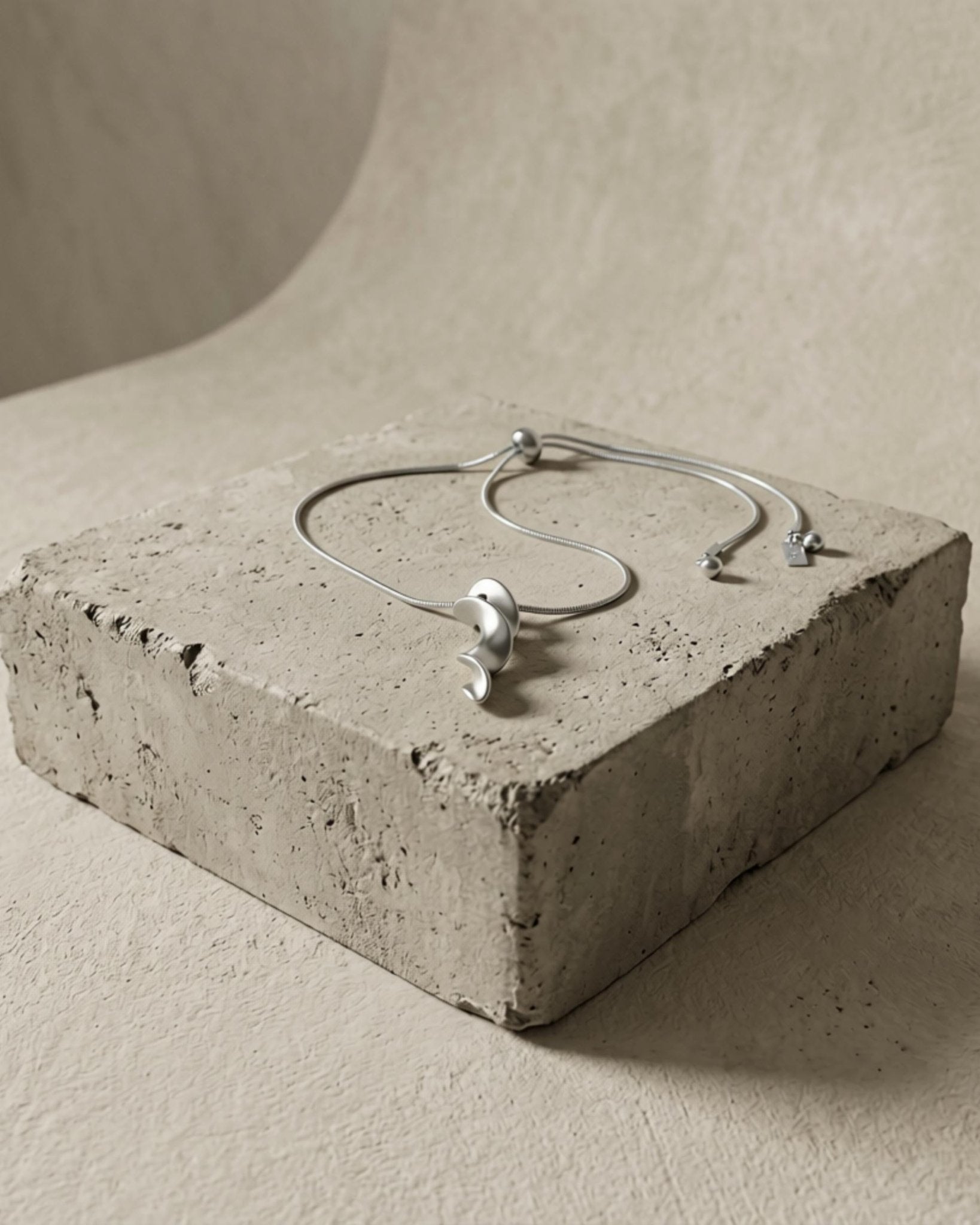 INGRID Waterproof Silver Stainless Steel Long Necklace - Adjustable Chain & Brushed Finished - DANSK Copenhagen