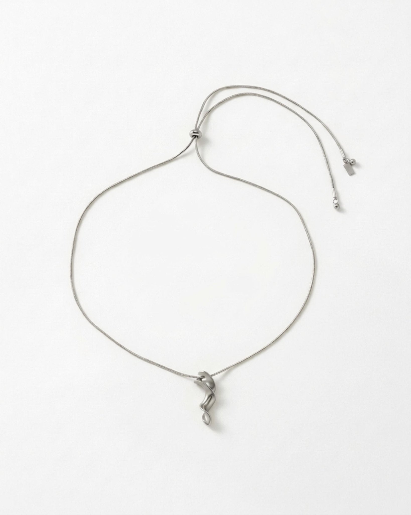 INGRID Waterproof Silver Stainless Steel Long Necklace - Adjustable Chain & Brushed Finished - DANSK Copenhagen