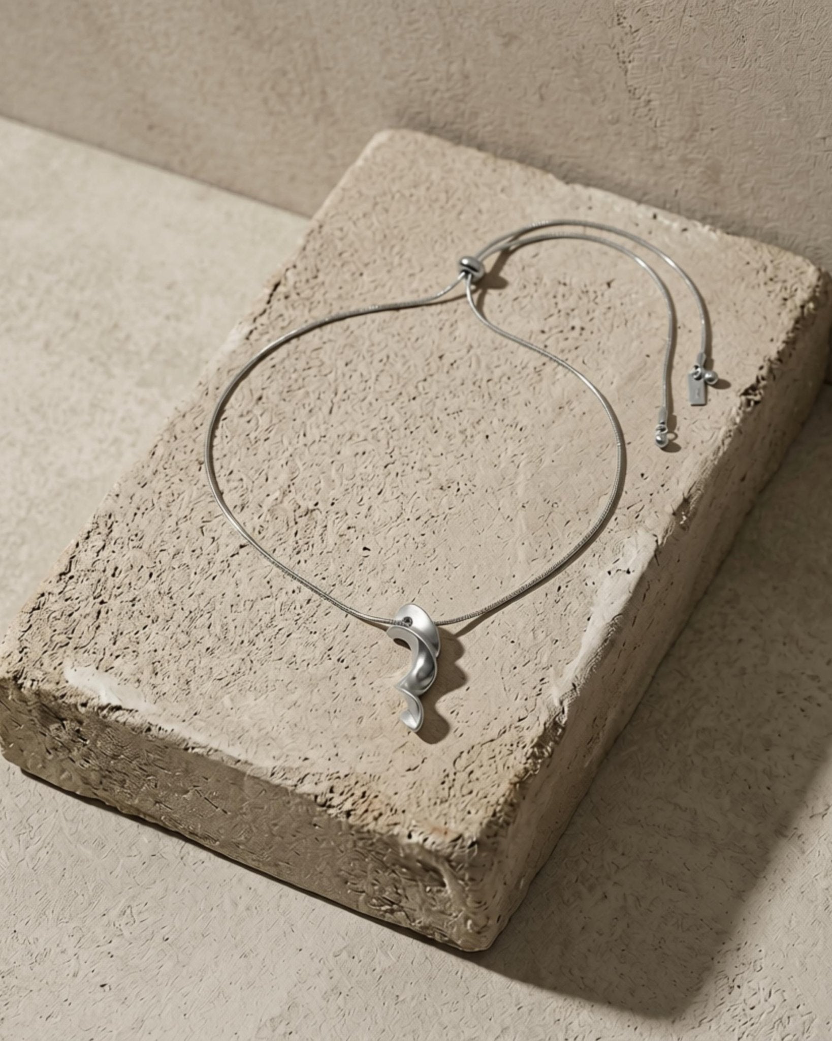 INGRID Waterproof Silver Stainless Steel Long Necklace - Adjustable Chain & Brushed Finished - DANSK Copenhagen