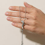 INGRID Waterproof Silver Stainless Steel Long Necklace - Adjustable Chain & Brushed Finished - DANSK Copenhagen