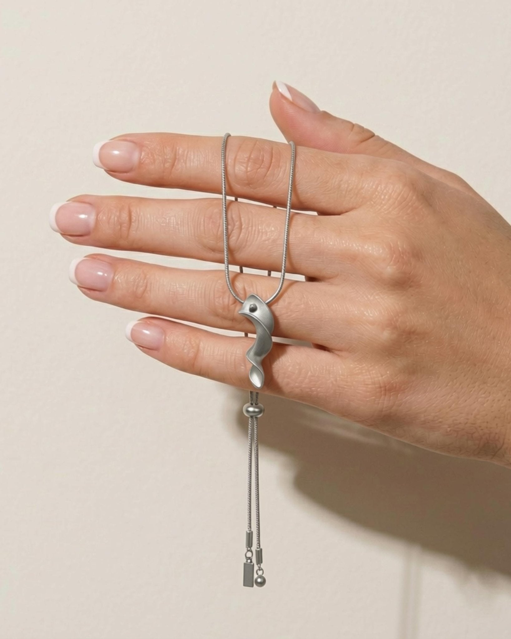 INGRID Waterproof Silver Stainless Steel Long Necklace - Adjustable Chain & Brushed Finished - DANSK Copenhagen