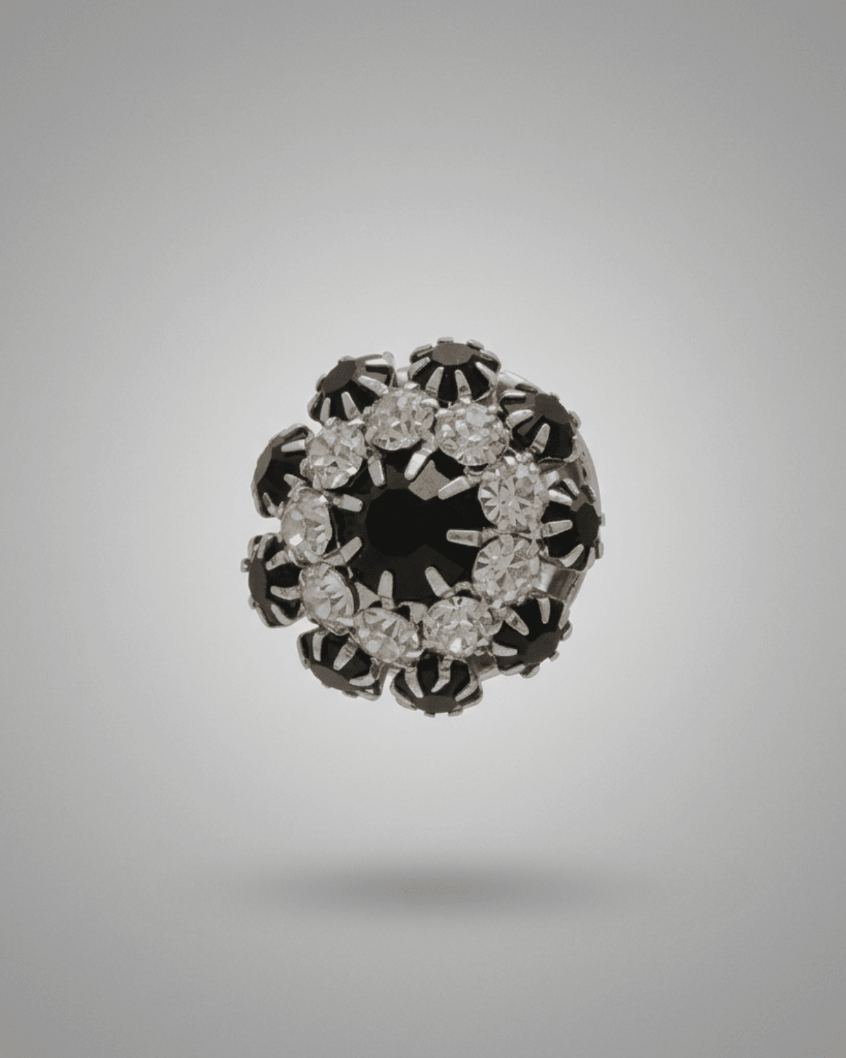 Ingunn Black CZ Flower Button Cover -DNSK Copenhagen