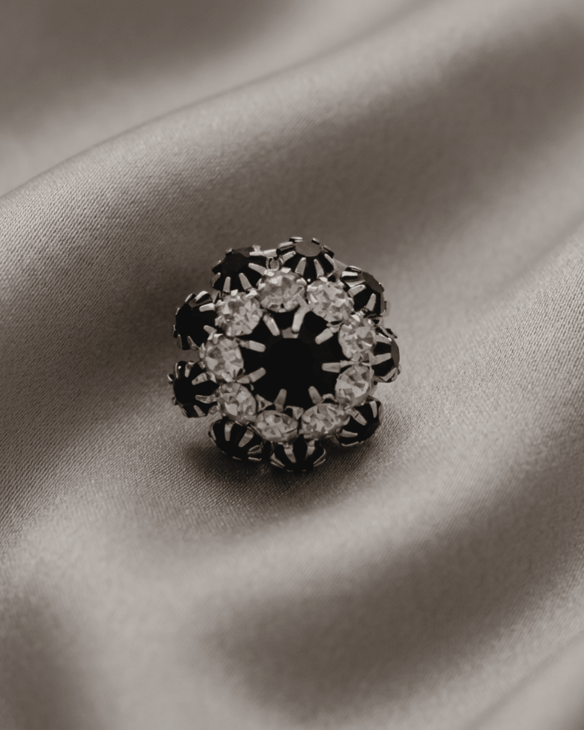 Ingunn Black CZ Flower Button Cover -DNSK Copenhagen