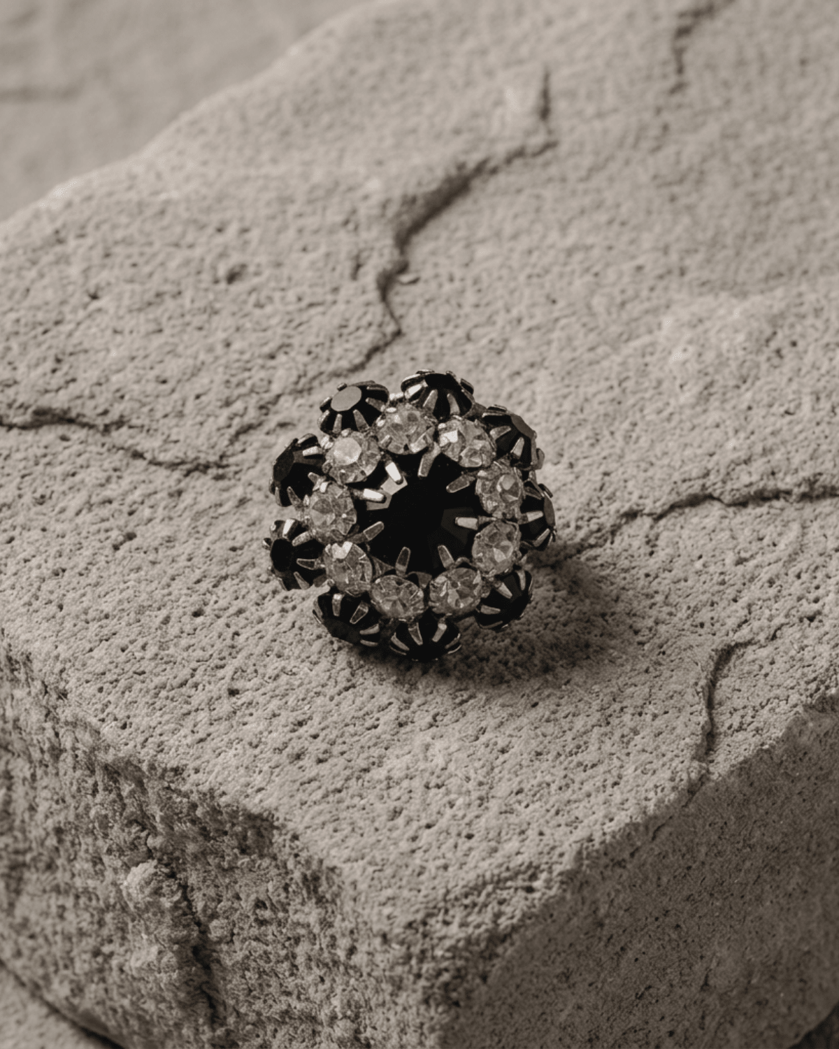 Ingunn Black CZ Flower Button Cover -DNSK Copenhagen