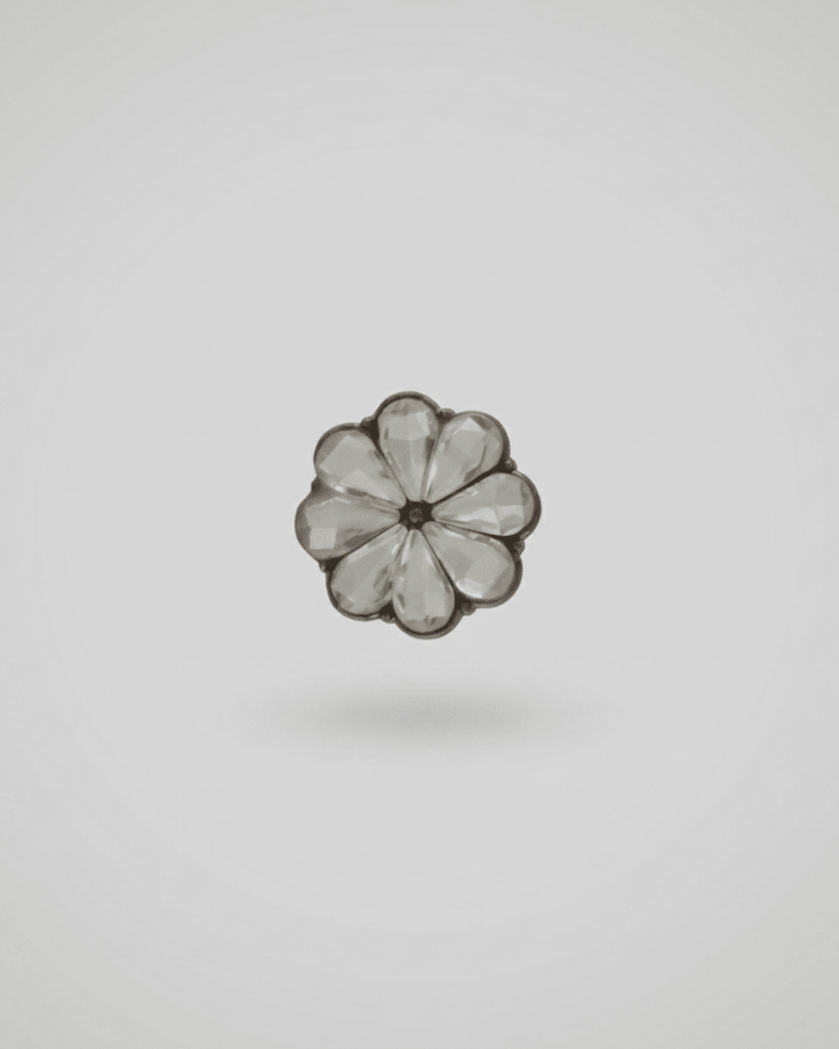 Ingunn Clear CZ 8 Leaf Flower Button Cover 19x20mm -DNSK Copenhagen