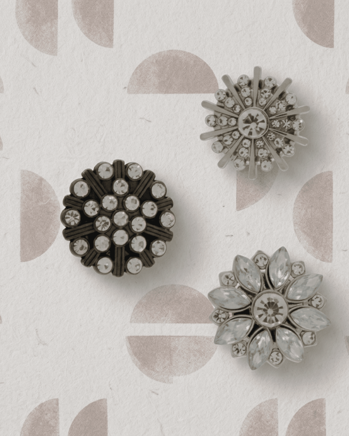 Ingunn Clear CZ Flower Button Cover 30x30mm -DNSK Copenhagen