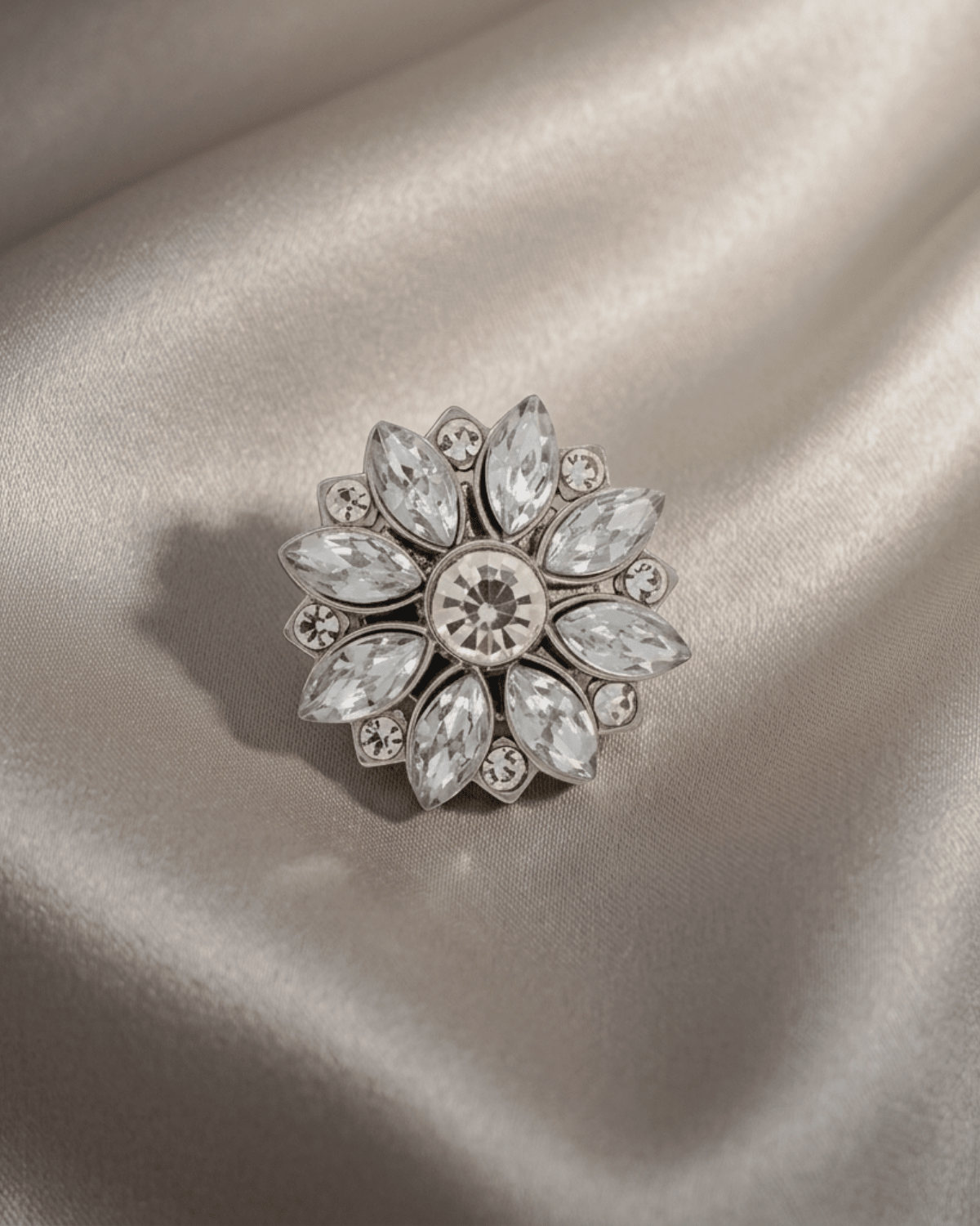 Ingunn Clear CZ Flower Button Cover 30x30mm -DNSK Copenhagen