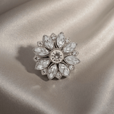 Ingunn Clear CZ Flower Button Cover 30x30mm -DNSK Copenhagen