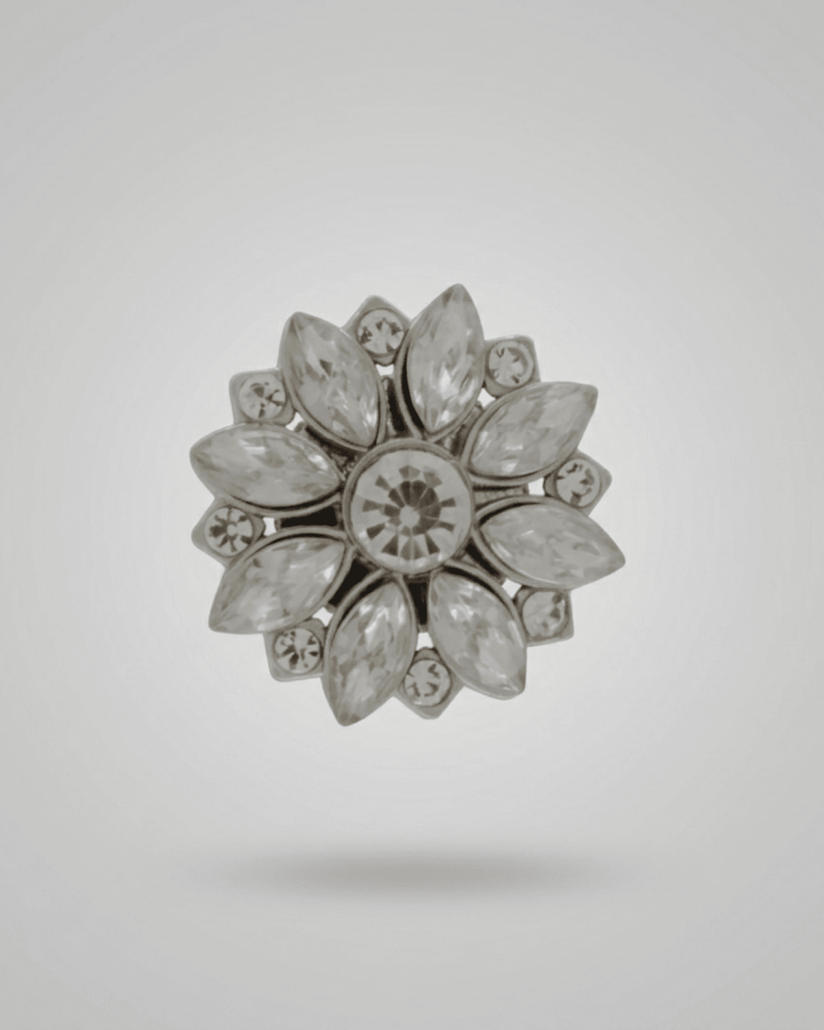 Ingunn Clear CZ Flower Button Cover 30x30mm -DNSK Copenhagen