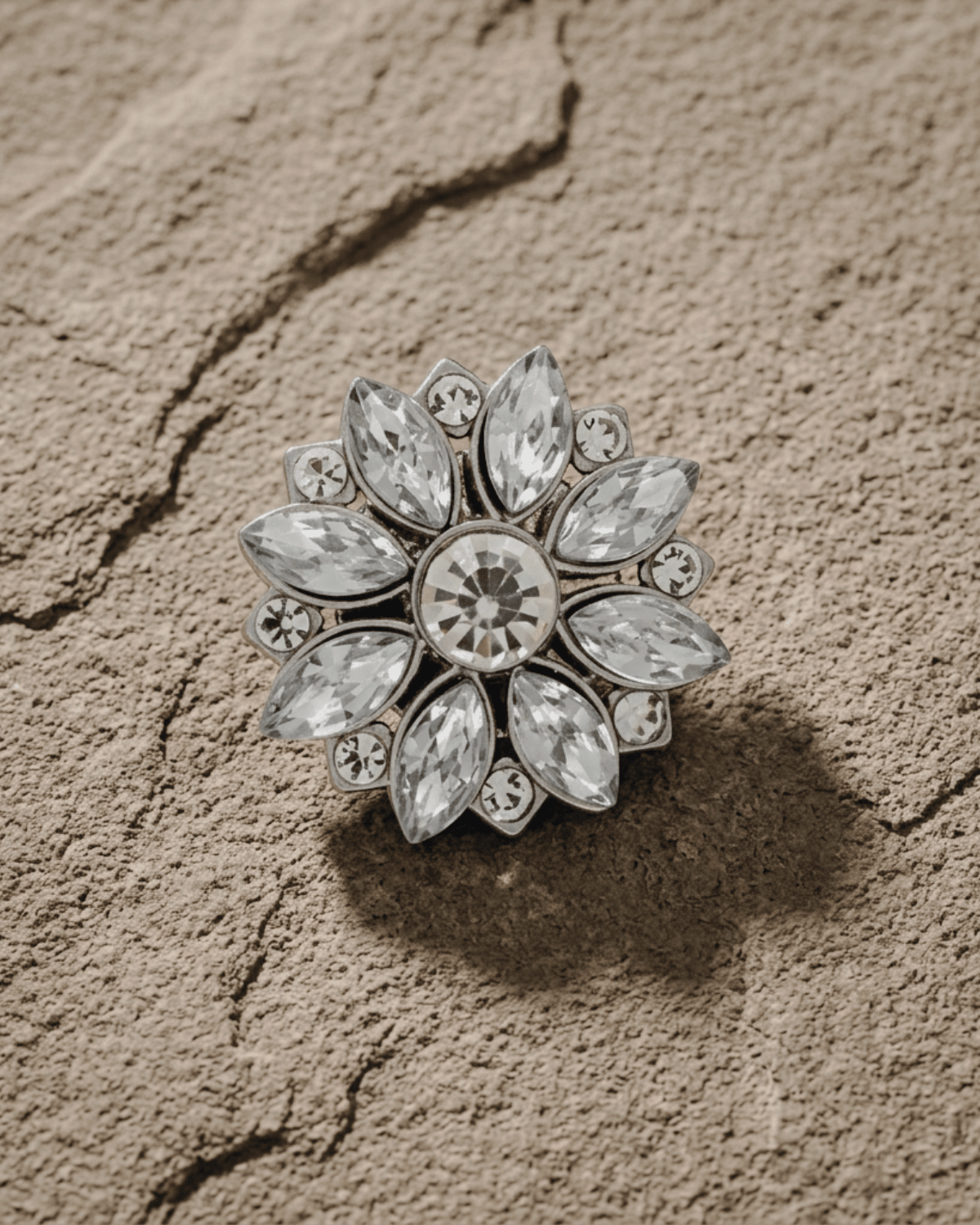 Ingunn Clear CZ Flower Button Cover 30x30mm -DNSK Copenhagen
