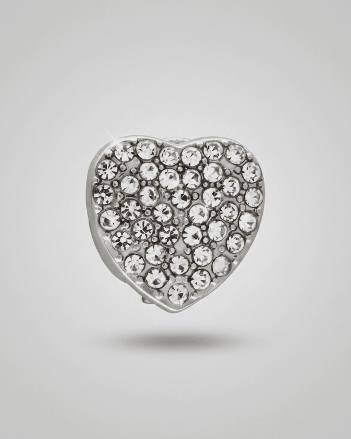 Ingunn Clear CZ Heart Button Cover 18x19mm -DNSK Copenhagen
