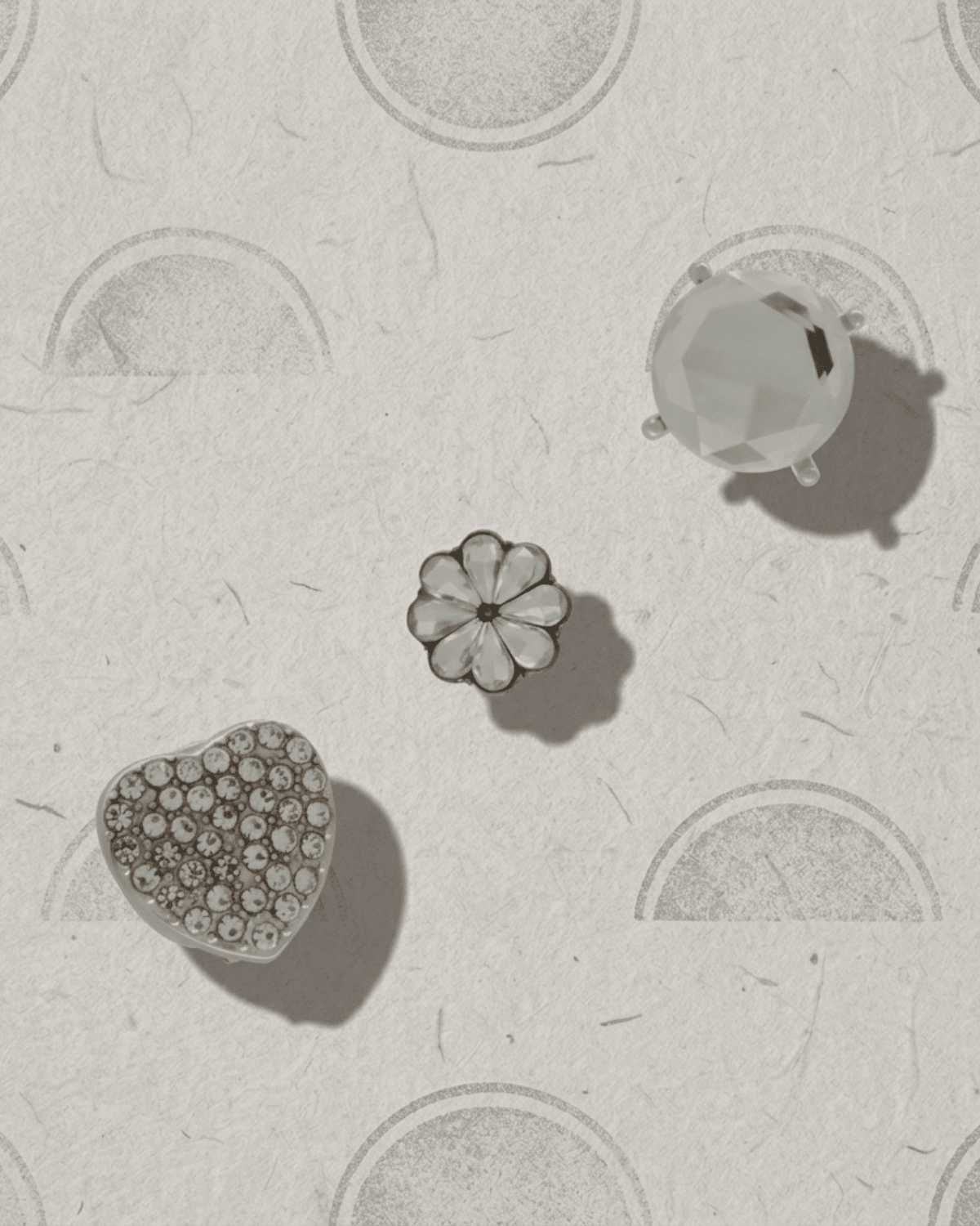 Ingunn Clear CZ Heart Button Cover 18x19mm -DNSK Copenhagen