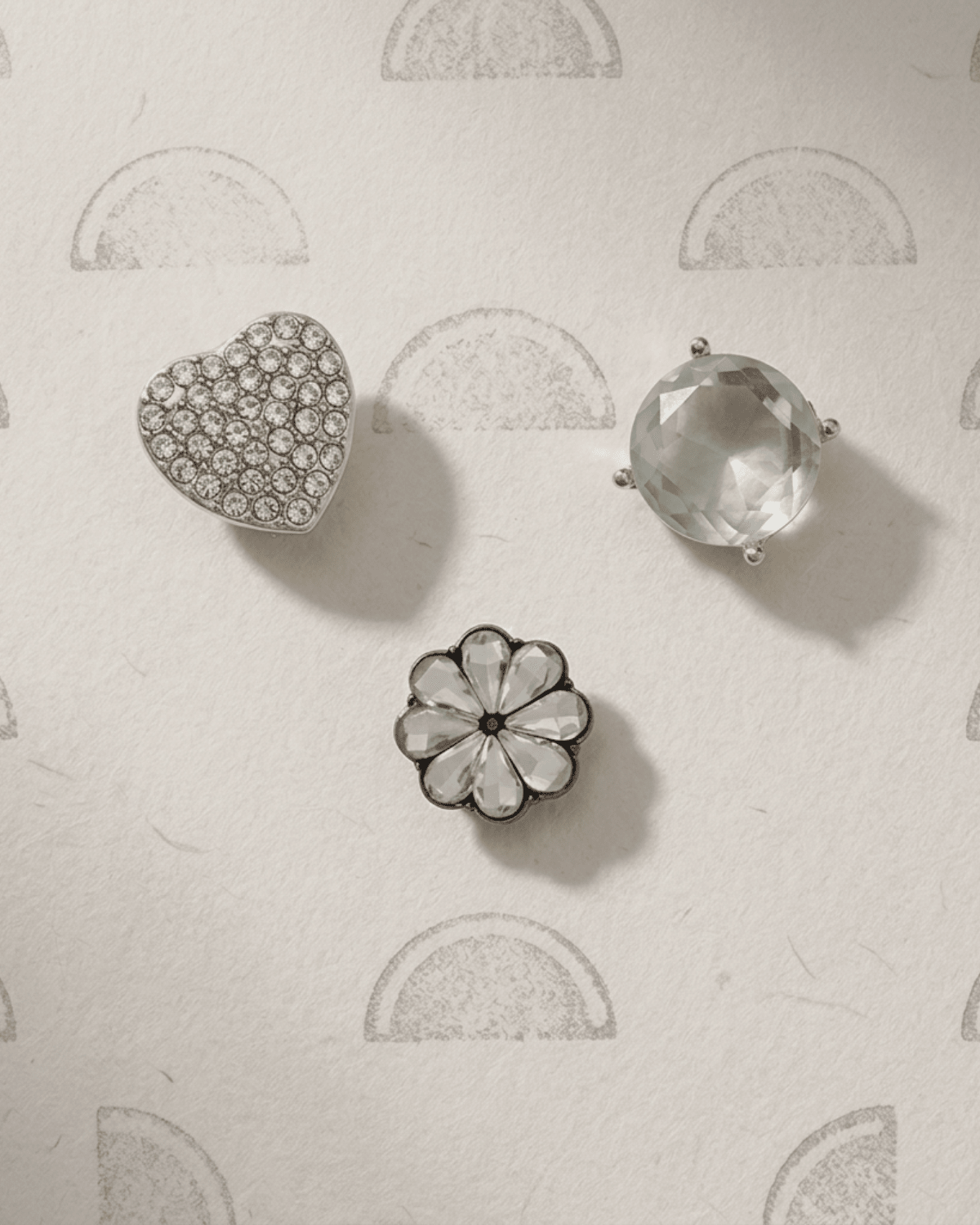 Ingunn Clear CZ Heart Button Cover 18x19mm -DNSK Copenhagen