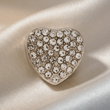 Ingunn Clear CZ Heart Button Cover 18x19mm -DNSK Copenhagen