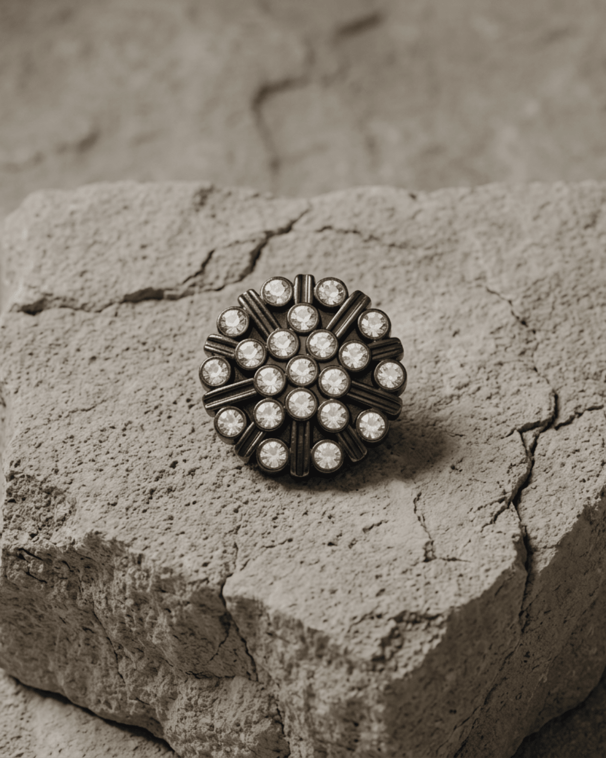 Ingunn Clear CZ Minimalistic Flower Button Cover 21x21mm -DNSK Copenhagen