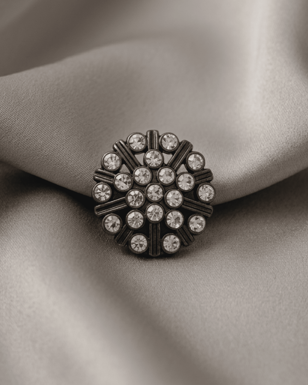 Ingunn Clear CZ Minimalistic Flower Button Cover 21x21mm -DNSK Copenhagen