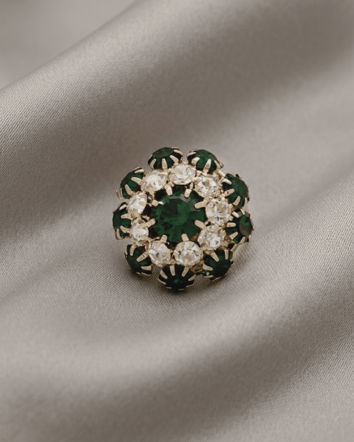 Ingunn Green CZ Flower Button Cover -DNSK Copenhagen
