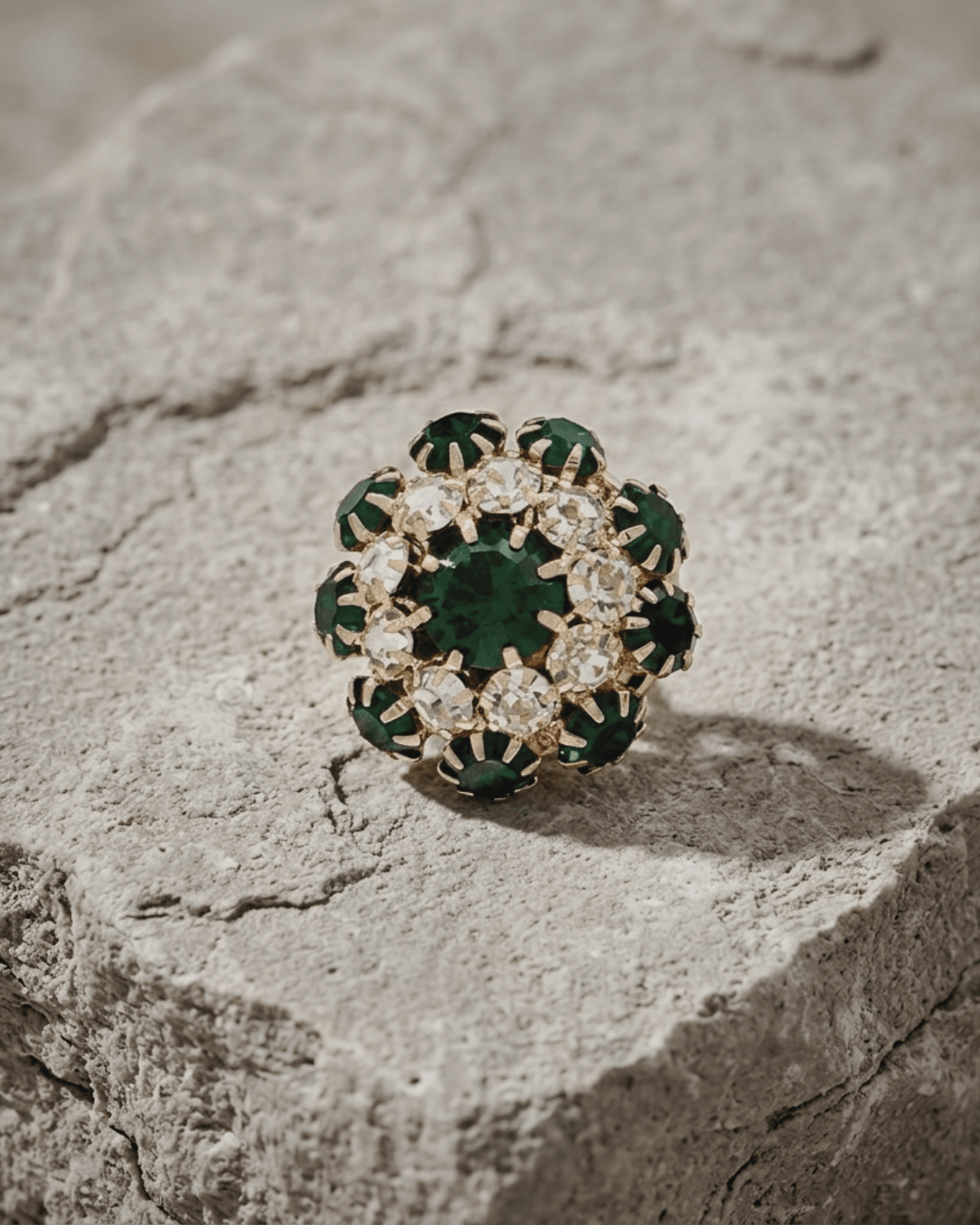 Ingunn Green CZ Flower Button Cover -DNSK Copenhagen
