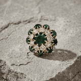 Ingunn Green CZ Flower Button Cover -DNSK Copenhagen