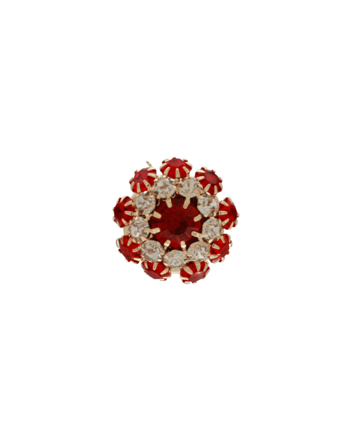 Ingunn Red CZ Flower Button Cover -DNSK Copenhagen