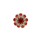 Ingunn Red CZ Flower Button Cover -DNSK Copenhagen
