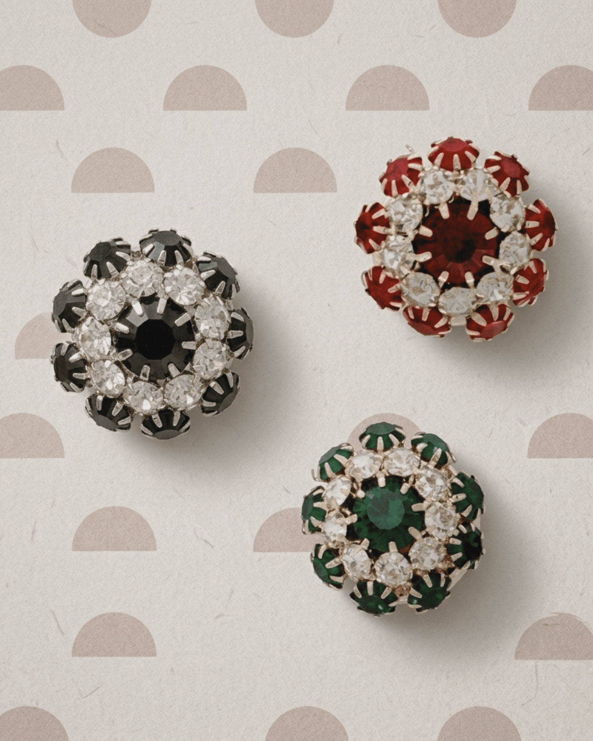 Ingunn Red CZ Flower Button Cover -DNSK Copenhagen
