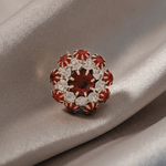 Ingunn Red CZ Flower Button Cover -DNSK Copenhagen