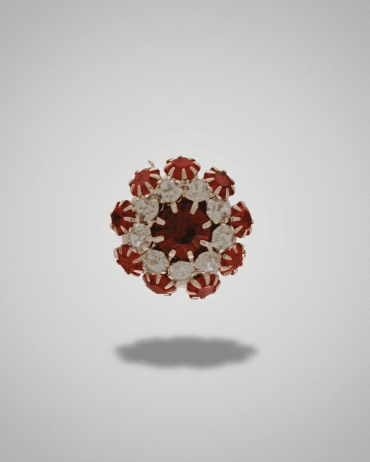 Ingunn Red CZ Flower Button Cover -DNSK Copenhagen