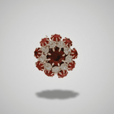 Ingunn Red CZ Flower Button Cover -DNSK Copenhagen