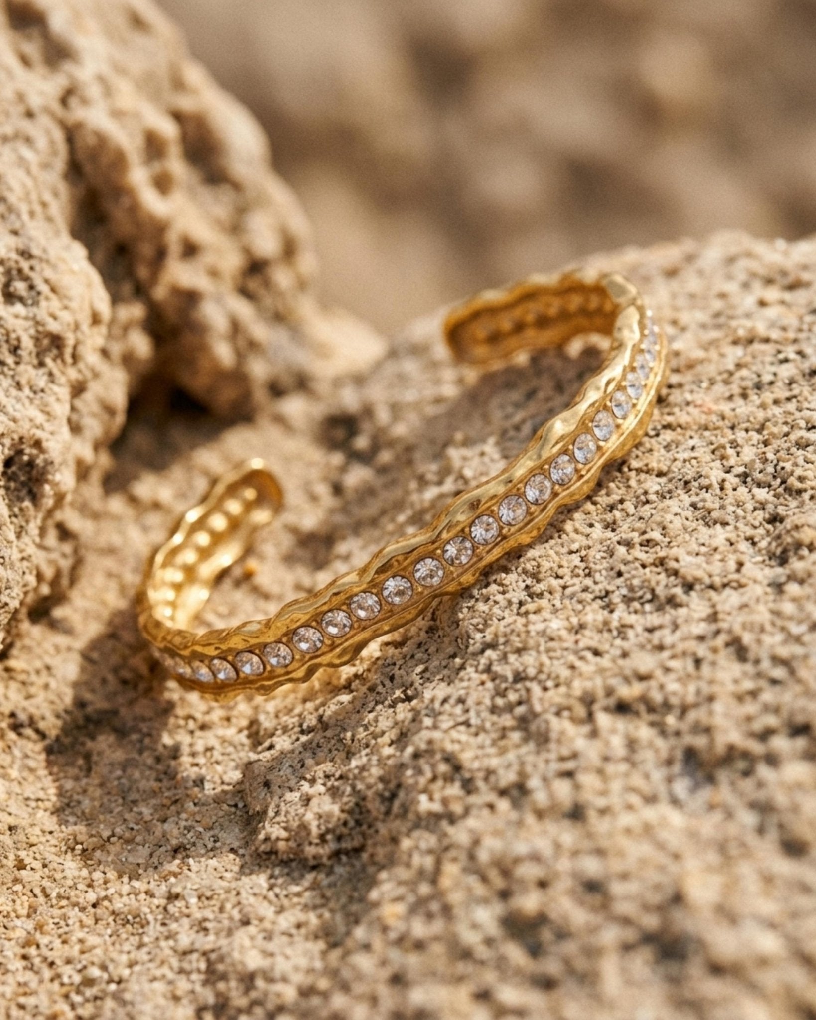 Joy Waterproof Chunky CZ Cuff Bracelet 18K Gold Plating - DANSK Copenhagen