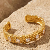 Joy Waterproof Chunky CZ Organic Cuff Bracelet 18K Gold Plating - DANSK Copenhagen