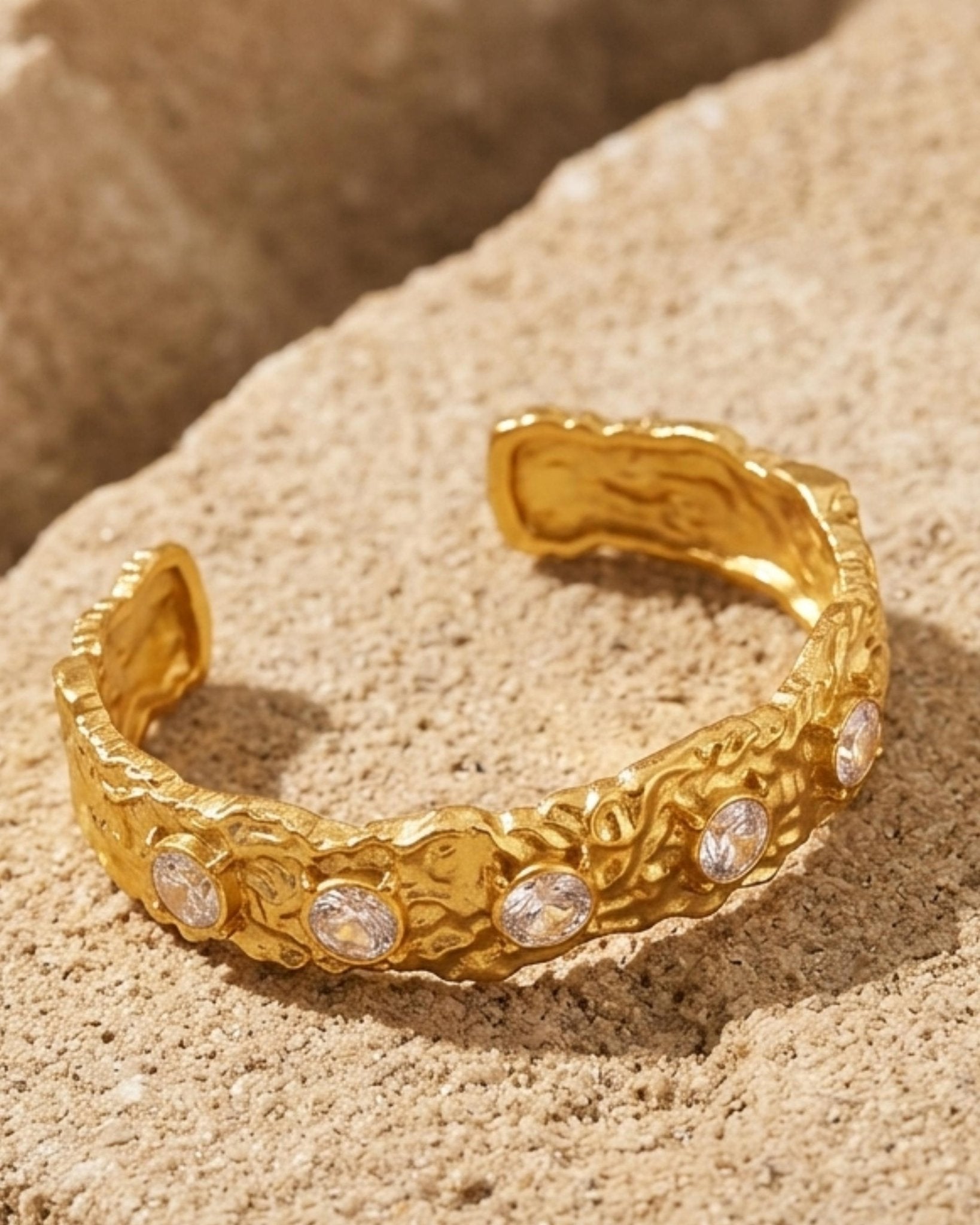 Joy Waterproof Chunky CZ Organic Cuff Bracelet 18K Gold Plating - DANSK Copenhagen