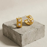 Joy Waterproof Chunky CZ Organic Hoop 18K Gold Plating - DANSK Copenhagen