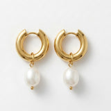 Joy Waterproof Chunky Pearl Hoop 18K Gold Plating - DANSK Copenhagen