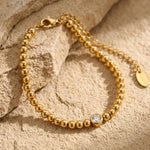 Joy Waterproof Clear CZ & Ball Bracelet 18K Gold Plating - DANSK Copenhagen