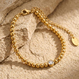 Joy Waterproof Clear CZ & Ball Bracelet 18K Gold Plating - DANSK Copenhagen