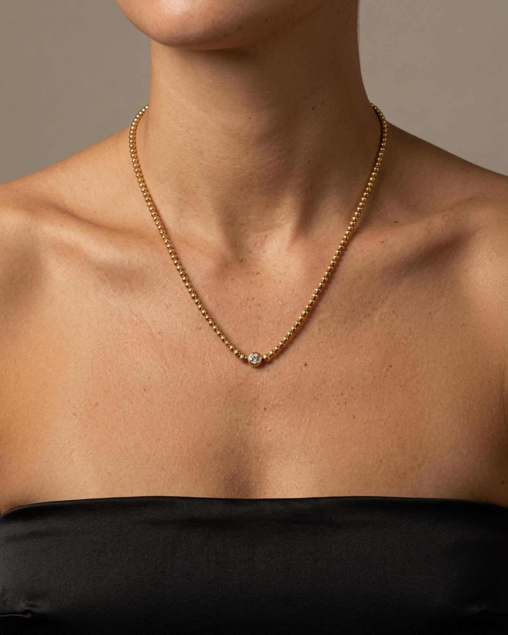 Joy Waterproof Clear CZ & Ball Necklace 18K Gold Plating - DANSK Copenhagen