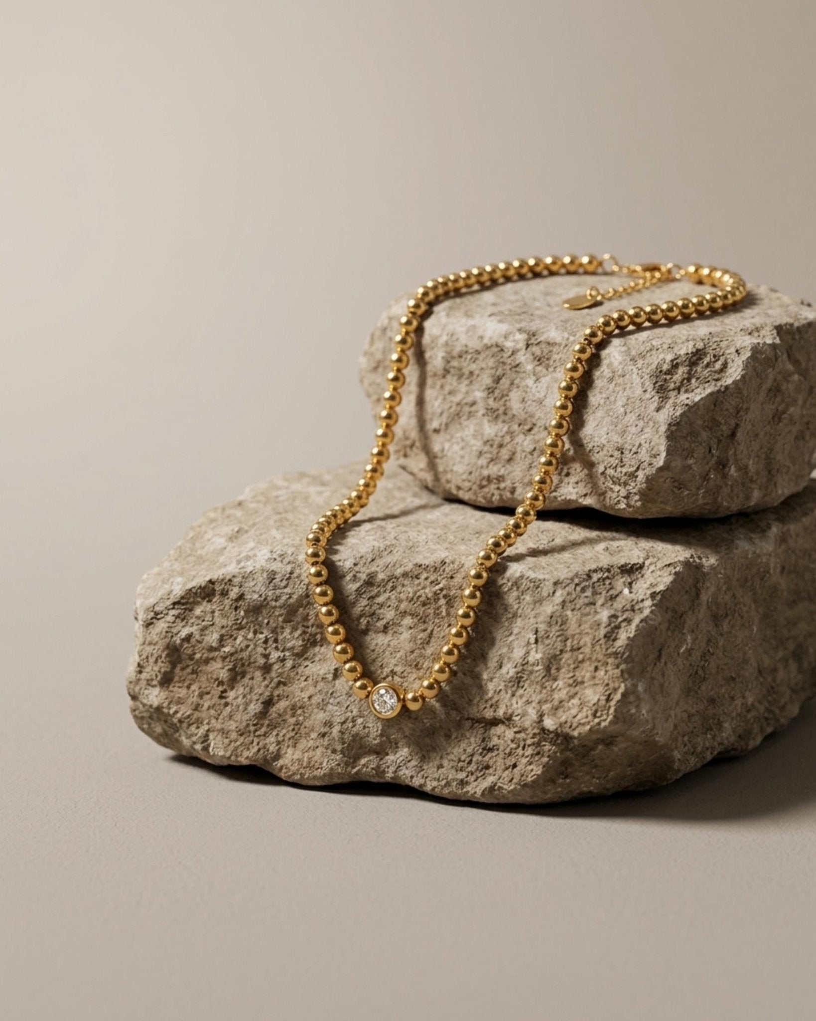 Joy Waterproof Clear CZ & Ball Necklace 18K Gold Plating - DANSK Copenhagen
