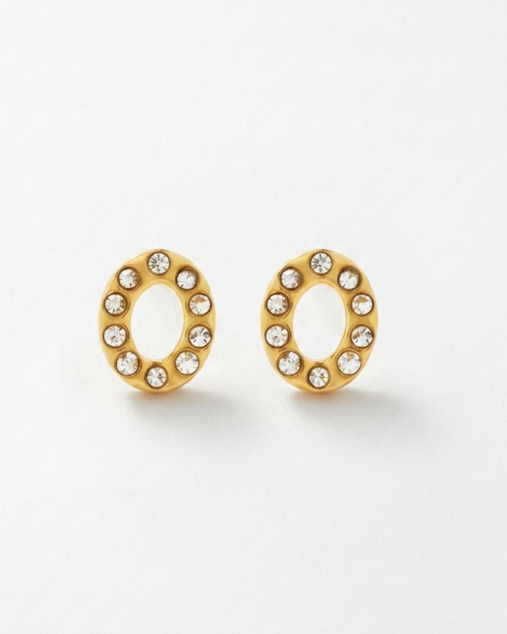 Joy Waterproof Clear CZ OO Post Earrings 18K Gold Plating - DANSK Copenhagen