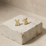Joy Waterproof Clear CZ XX Post Earrings 18K Gold Plating - DANSK Copenhagen